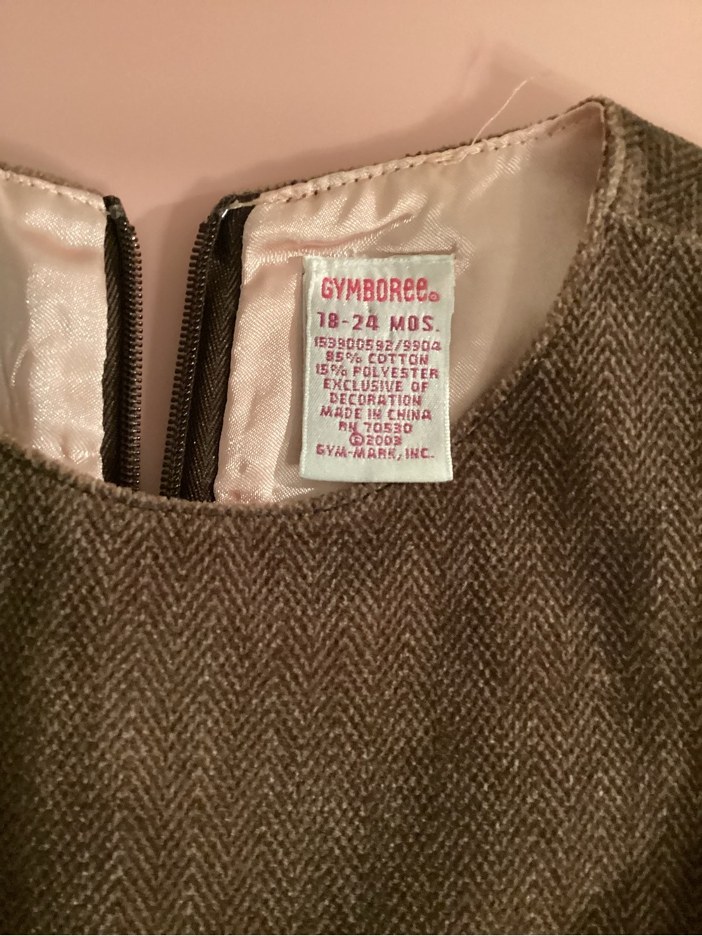 Gymboree Vintage Brown Fox Trot Corduroy Dress with Pink Trim Size 18-24 Months - Picture 7 of 9